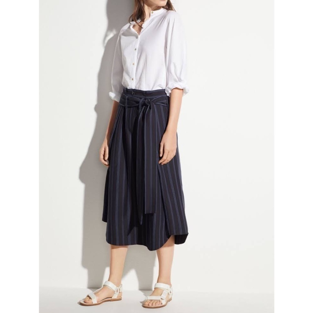 Vince Dobby Stripe Belted Skirt in Indigo Size 10